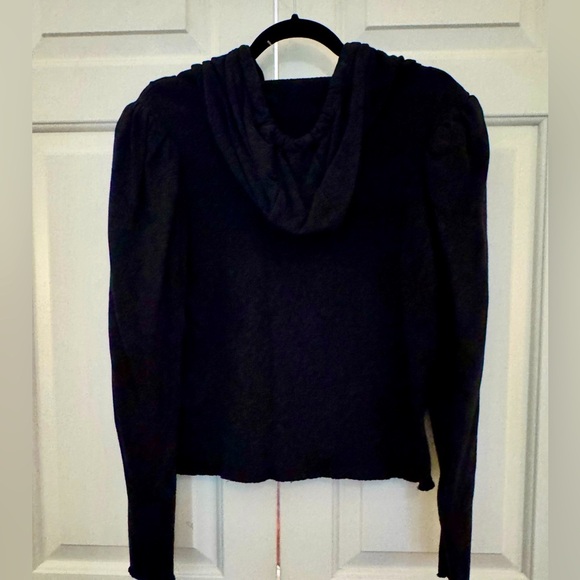Chaser Sz M Puff Sleeve Cropped Cotton Hoodie - Picture 5 of 5